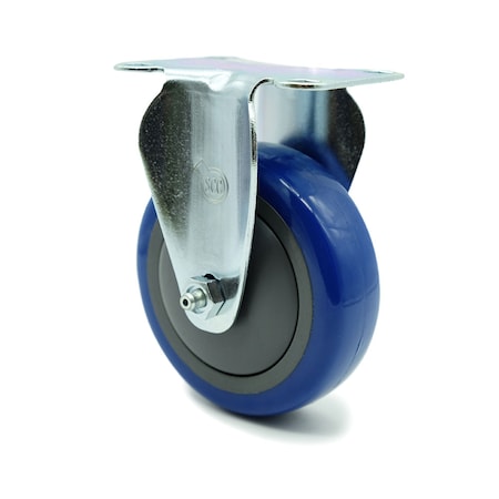 4 Inch Blue Polyurethane Wheel Rigid Top Plate Caster